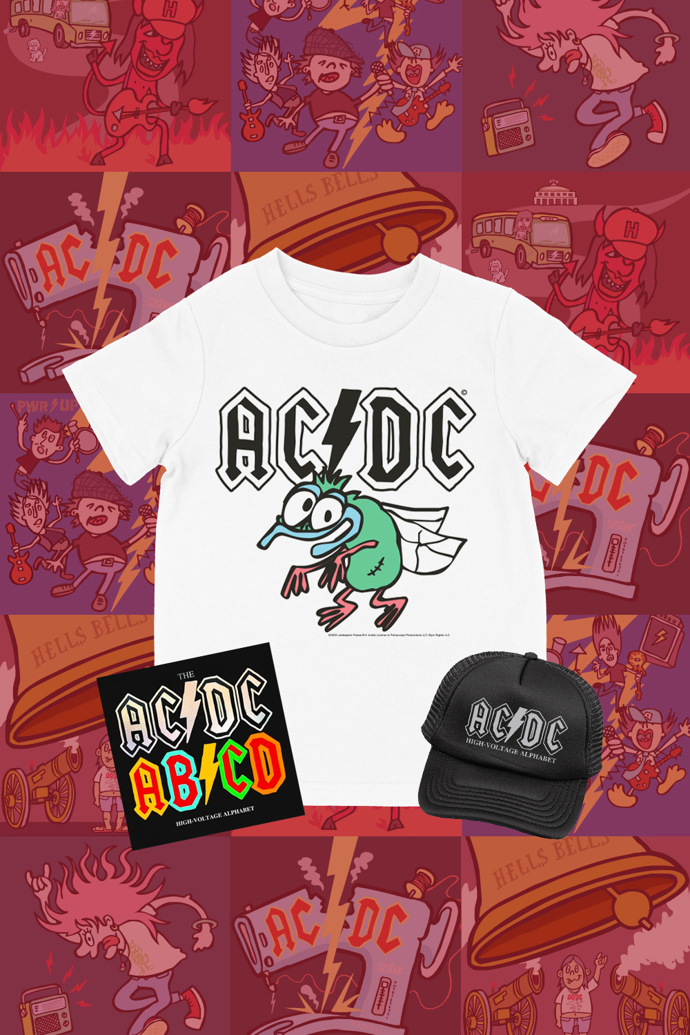 AC/DC Kids Alphabet Book + Fly On The Wall White Tshirt + Cap — Love ...