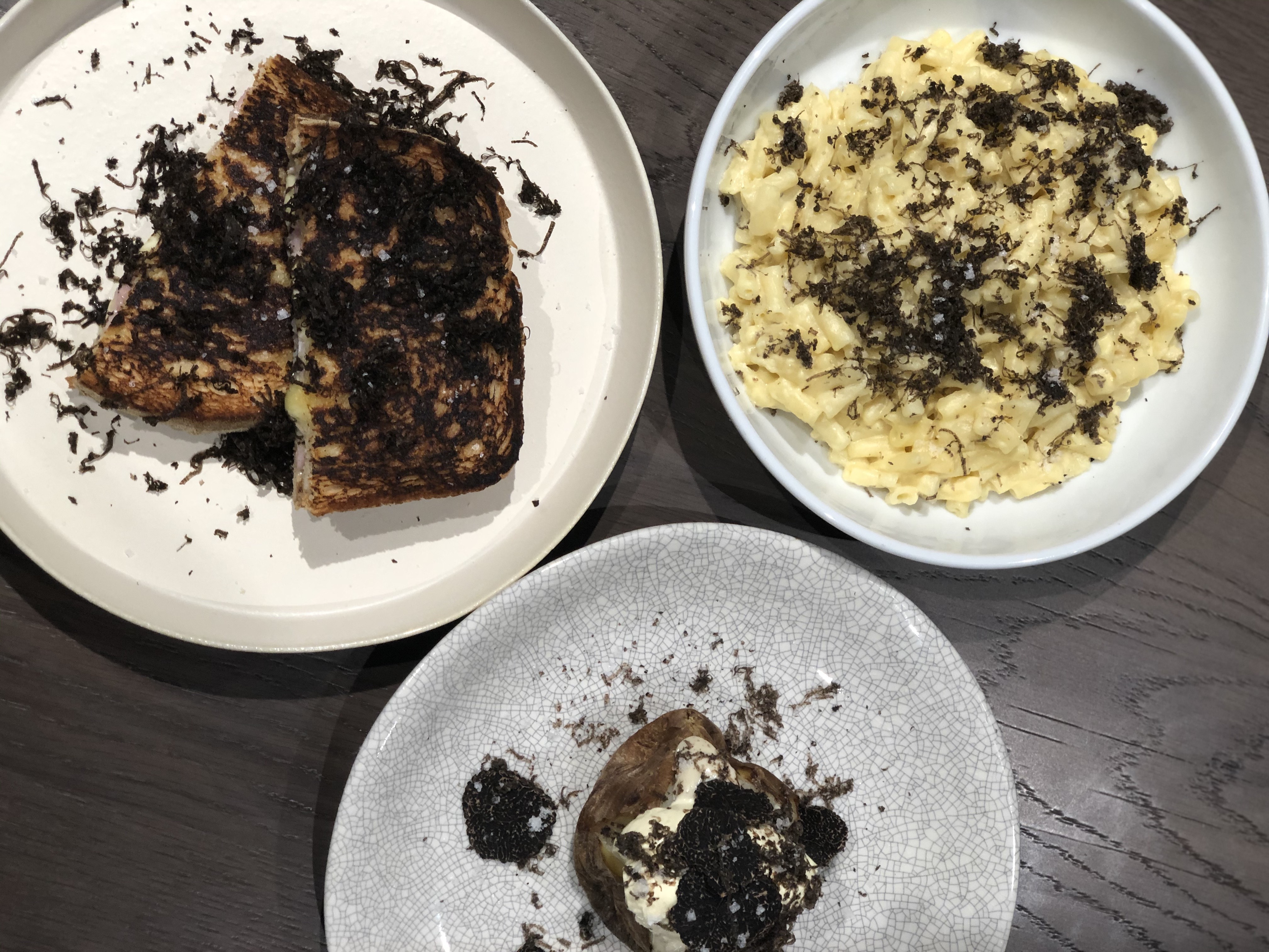 Truffled Toastie, Truffled Mac n Cheese and Truffled Baked Potato